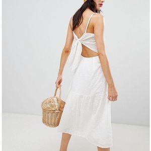 Mango Women's White Knot Back Broderie Sundress